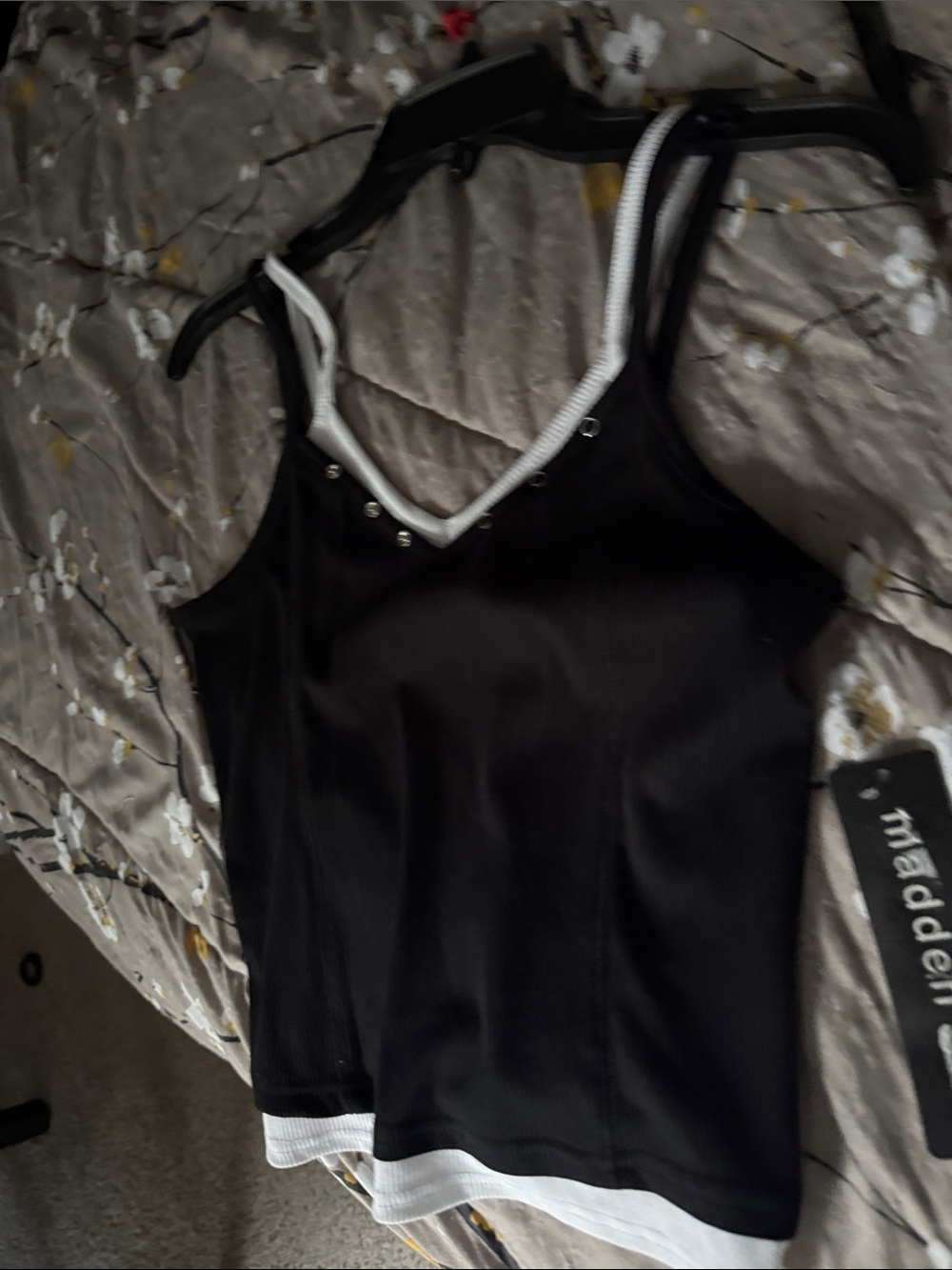 Madden Girl Black Tank Top with White Trim